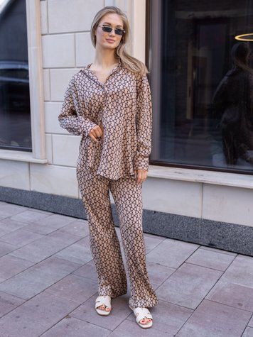 Костюм Даниэла бежевый принт 01245934 фото