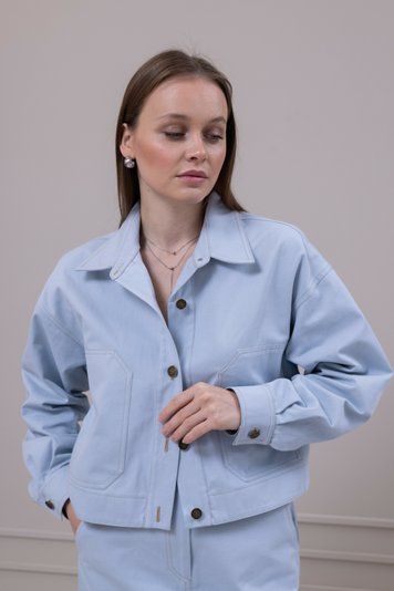 Костюм Эдит (голубой) юбка макси, рубашка укороченная 01255423 фото